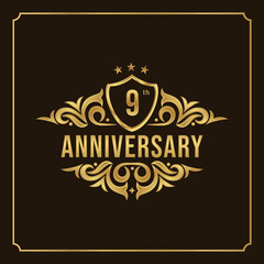 Collection of isolated anniversary logo numbers 1 to 1 million with ribbon vector illustration | Happy anniversary 9th