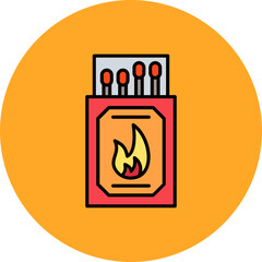Matches Multicolor Circle Filled Line Icon