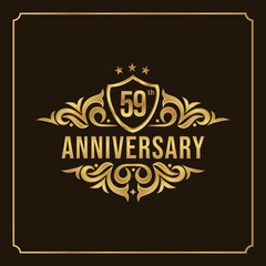 Collection of isolated anniversary logo numbers 1 to 1 million with ribbon vector illustration | Happy anniversary 59th