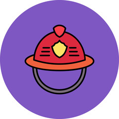 Firefighter Helmet Multicolor Circle Filled Line Icon