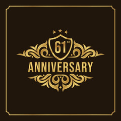 Collection of isolated anniversary logo numbers 1 to 1 million with ribbon vector illustration | Happy anniversary 61th