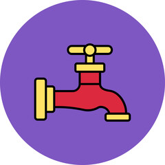 Faucet Multicolor Circle Filled Line Icon