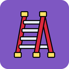 Ladder Multicolor Round Corner Filled Line Icon