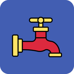 Faucet Multicolor Round Corner Filled Line Icon