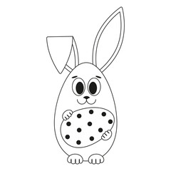 minimalist easter bunny design with egg and transparent background