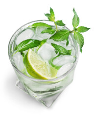 Fresh Mojito cocktail on white background