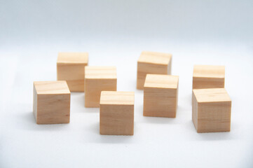 Obraz premium Blank wooden cubes with customizable space for text or ideas. Copy space