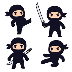 Cute cartoon ninja character set © sudowoodo