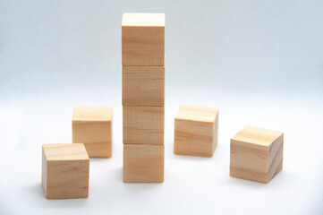 Blank wooden cubes with customizable space for text or ideas. Copy space