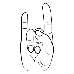 minimalist rock and roll hand design with transparent background