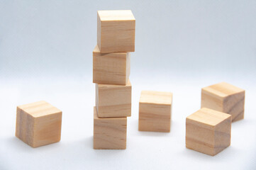 Blank wooden cubes with customizable space for text or ideas. Copy space