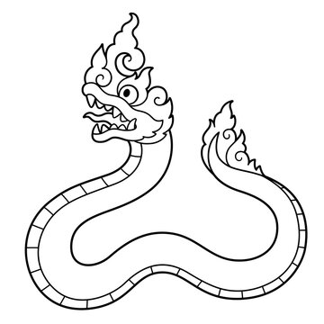 recommend clip art: Thai Naga line art drawing