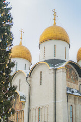 Christmas Dormition Cathedral in winter Moscow