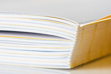 Macro view of open book, education concept