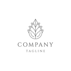 Nature water drop line logo icon design template flat vector