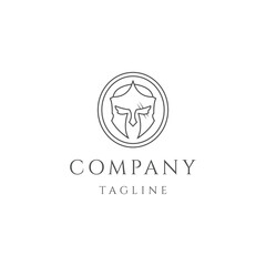 Spartan line logo icon design template flat vector