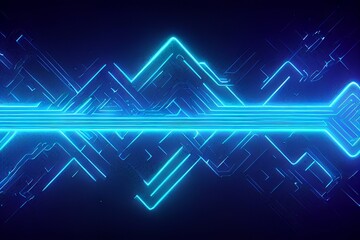 Naklejka premium Abstract cyber background with neon blue lights, virtual reality.