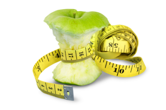 Eaten Apple with Tape Measure Around iIts Core