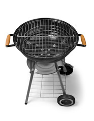 Kettle barbecue grill with cover isolated on white - obrazy, fototapety, plakaty