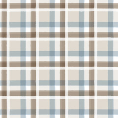 Gingham seamless pattern. watercolor plaid stripes, Vector checkered paint brush lines. Tartan texture for spring picnic table cloth, shirts, plaid, clothes, blankets, paper.