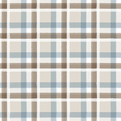 Gingham seamless pattern. watercolor plaid stripes, Vector checkered paint brush lines. Tartan texture for spring picnic table cloth, shirts, plaid, clothes, blankets, paper.