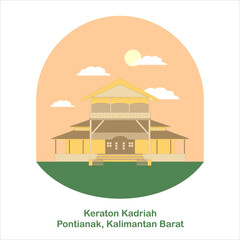 Illustration of landmark Kota Pontianak, Keraton Kadariah Melayu kalimantan barat flat icon buildings traditional design for tourism - flat modern vector