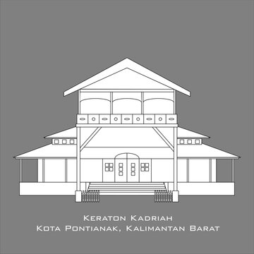 Illustration of landmark Kota Pontianak, Keraton Kadariah Melayu kalimantan barat flat icon buildings traditional design for tourism - flat modern vector