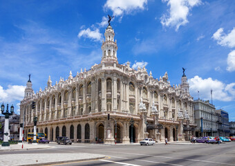 Fototapeta na wymiar The exterior of the Gran Teatro de La Habana “Alicia Alonso”, a theater in Havana, Cuba, home to the Cuban National Ballet. 