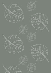 Abstract background with organic shape with leaf and hand draw line in pastel colors. Modern design template with space for text. Minimal stylish cover for branding design.