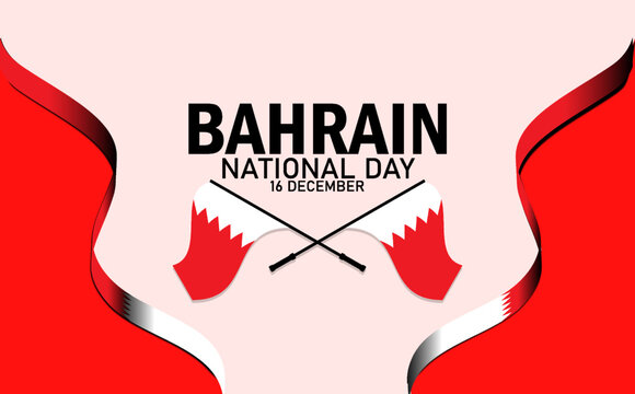 Bahrain national day celebration poster. National day vector with Bahrain flag, Bahrain National Day