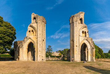 Fototapeta na wymiar view of the ruins of the Crossing at the Glastonbury Abbey