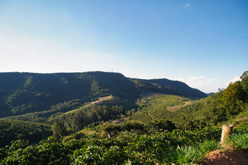 Landscape with trees and clouds - Serra Negra, São Paulo, Brazil.