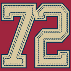 Illustration numbers with patchwork embroidered with colors and background, fashion design.