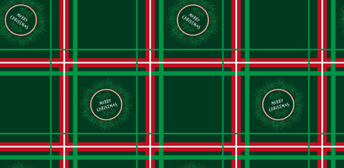 Tartan cage. Christmas cage seamless pattern for tablecloth, gift wrapping paper. Vector illustration.