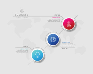 Circular Connection Steps business Infographic Template with 3 Element