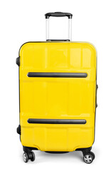 Large polycarbonate suitcase isolated on white