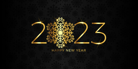 Fototapeta na wymiar Happy New Year 2023 paw prints snowflake 