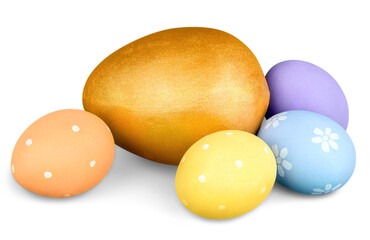 Colorful handmade easter eggs isolated on a white