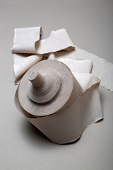 Roll of toilet paper on a grey background