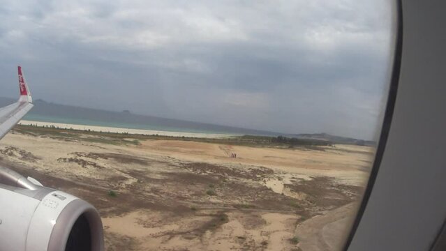 The Plane Descends And Comes In To Land