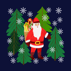 Vector - nikolaus with trees and gift parcels.