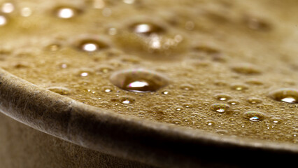 close-up foam on cappuccino coffee