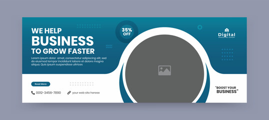 Digital marketing agency and your corporate business grow faster flyer,  modern facebook cover social media post banner template