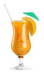 set of cocktails soft and long-drinks ind front of white background