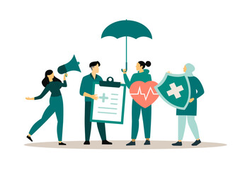 Health Insurance Contract. Health insurance concept.Vector Illustrations.