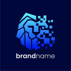 Lion Tech Logo Design Vector