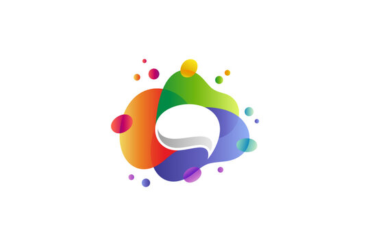 Brain logo in colorful bubbles