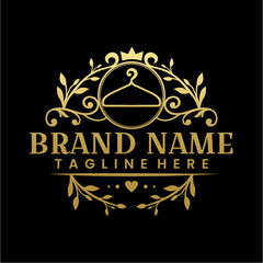 Circle Floral Fashion Store Hanger Logo Design Vector