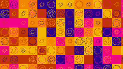 red, blue, yellow and orange geometric pattern, seamless wallpaper for tile, banner, tableclothe