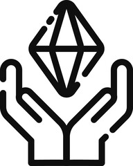 Gem, diamond, jewelry line icon